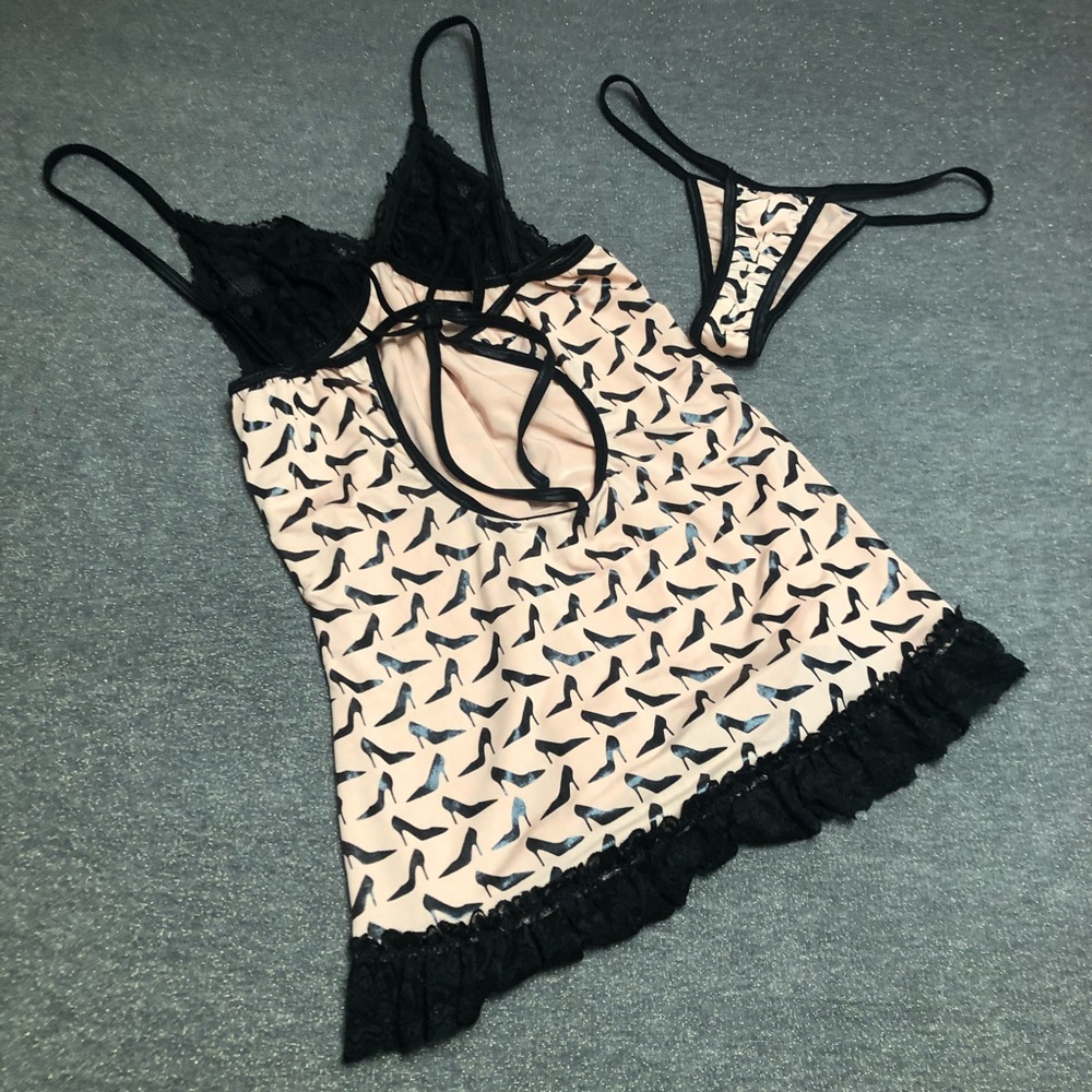 *NWOT* Dreamgirl Stiletto Print Babydoll Set - Picture 10 of 12